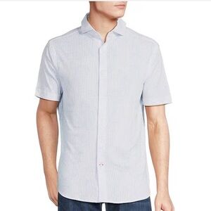 🆕 Cremieux blue label palm lead printed seersucker short sleeve coatfront shirt